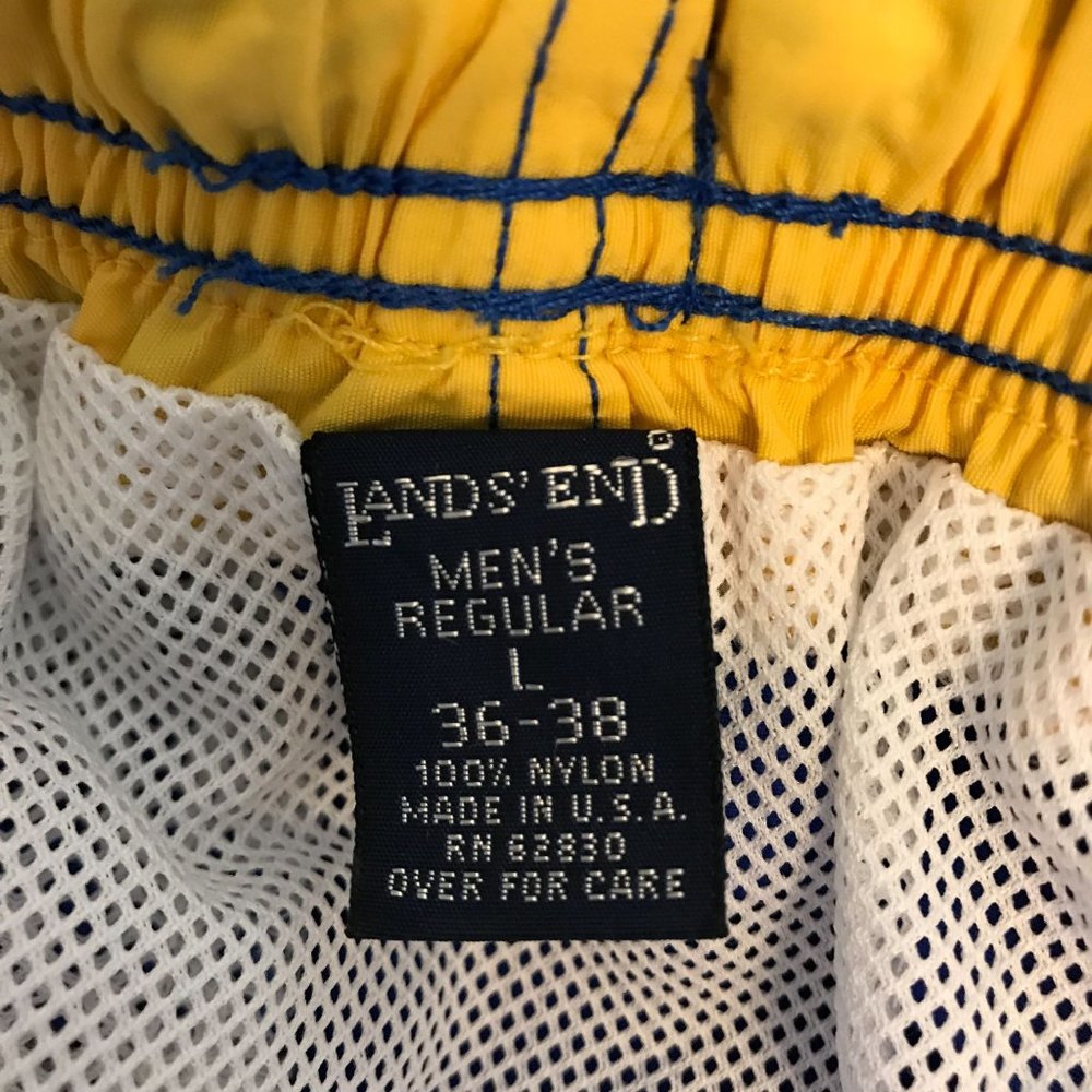 Lands' End Mens Royal blue Drawstring Pockets Swim Trunks Size L 36-38 - Picture 3 of 7